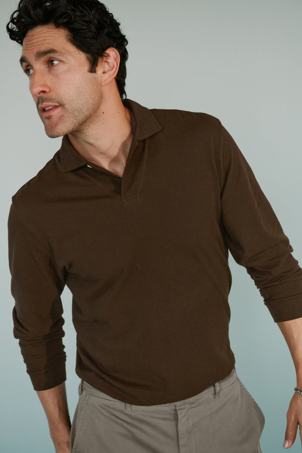 ayr Long Sleeve Lightweight Pique Cotton Polo Shirt - The PhD
