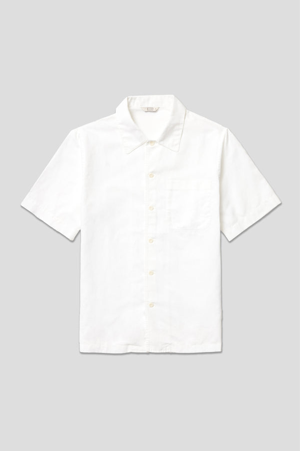 Ayr Mens Short Sleeve Cotton-Linen Shirt - The Summerday In Solid