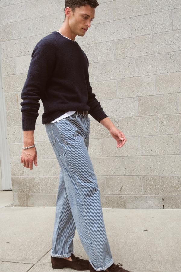 Ayr Midweight Relaxed Fit Pants In Canvas And In Vintage Denim Wash - The Houseplant