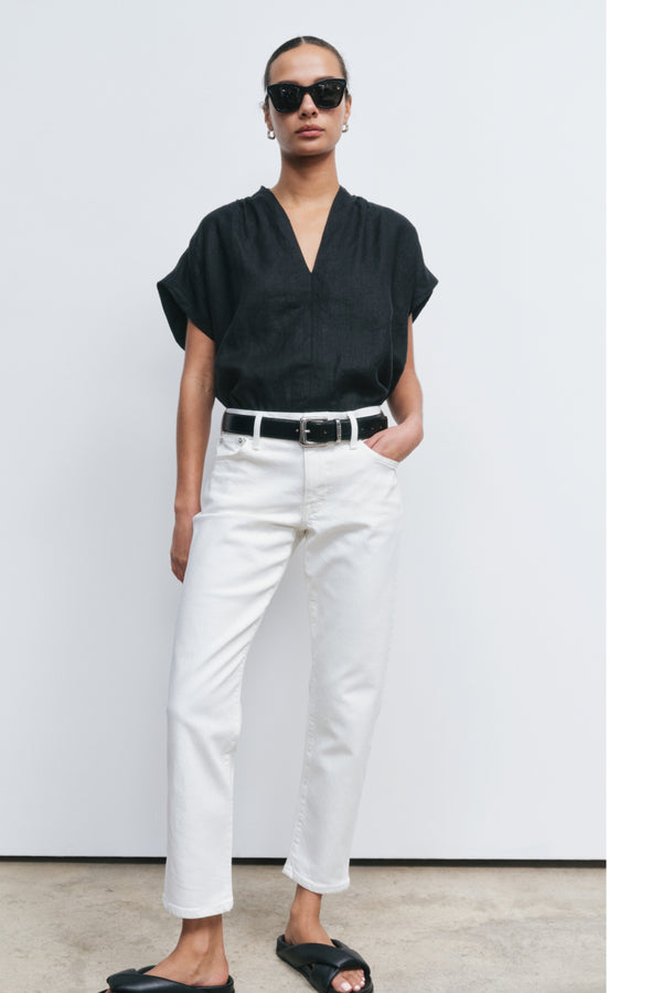 Ayr Premium Women's Irish Linen V Neck Blouse - The Flow