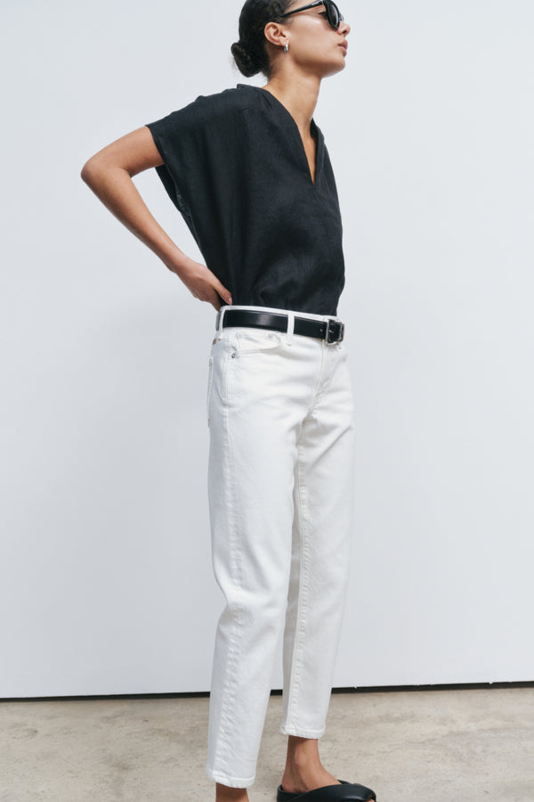 Ayr Premium Women's Irish Linen V Neck Blouse - The Flow