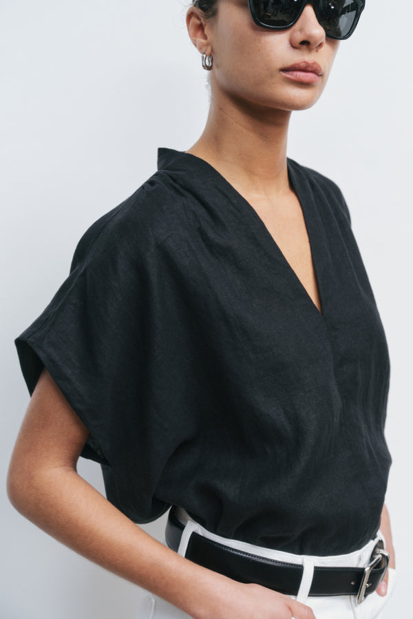 ayr Premium Women's Irish Linen V Neck Blouse - The Flow