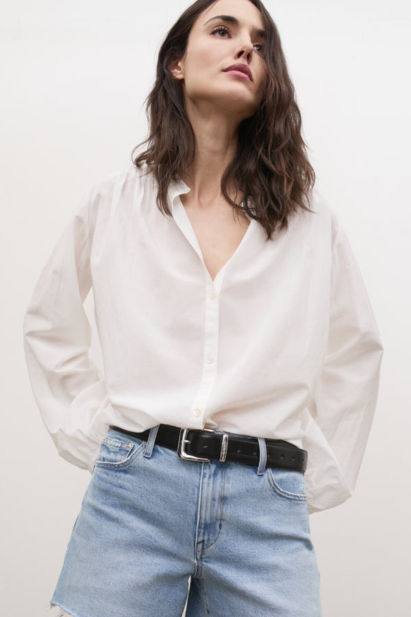 Ayr Premium Women's Silk Cotton Voile Long Sleeve Top - The Crane