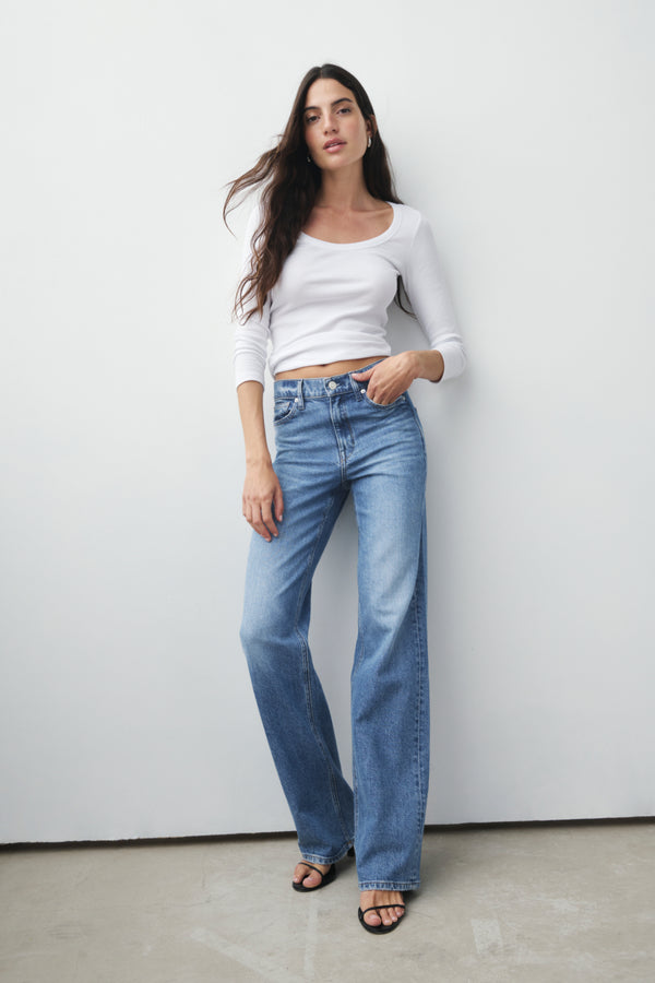 Ayr Scoopneck Ribbed Knit Long Sleeve Tee - The Open Ended