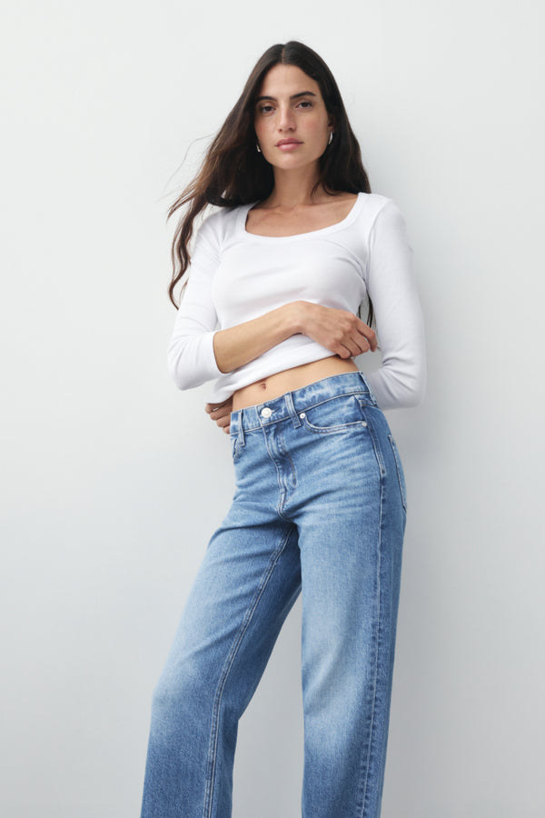 Ayr Scoopneck Ribbed Knit Long Sleeve Tee - The Open Ended