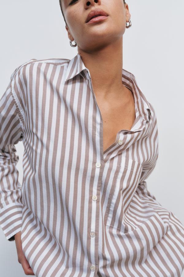 Ayr Striped Oxford Shirt With Long Sleeves- The Deep End