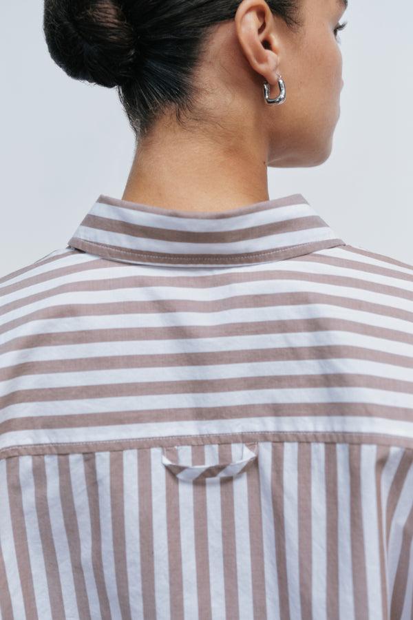 Ayr Striped Oxford Shirt With Long Sleeves- The Deep End