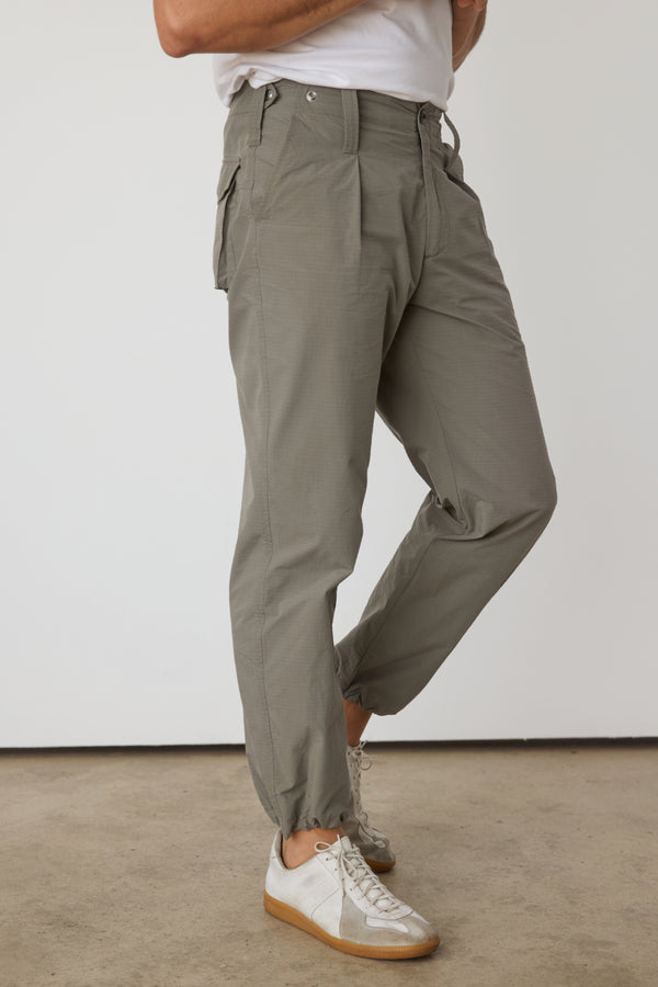 Ayr Woven Cotton Herringbone Pants With Drawcord Hems - The Numero Uno