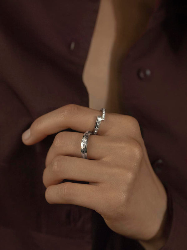 Azlee 3-Tier Staircase Elongated Hexagon Diamond Ring