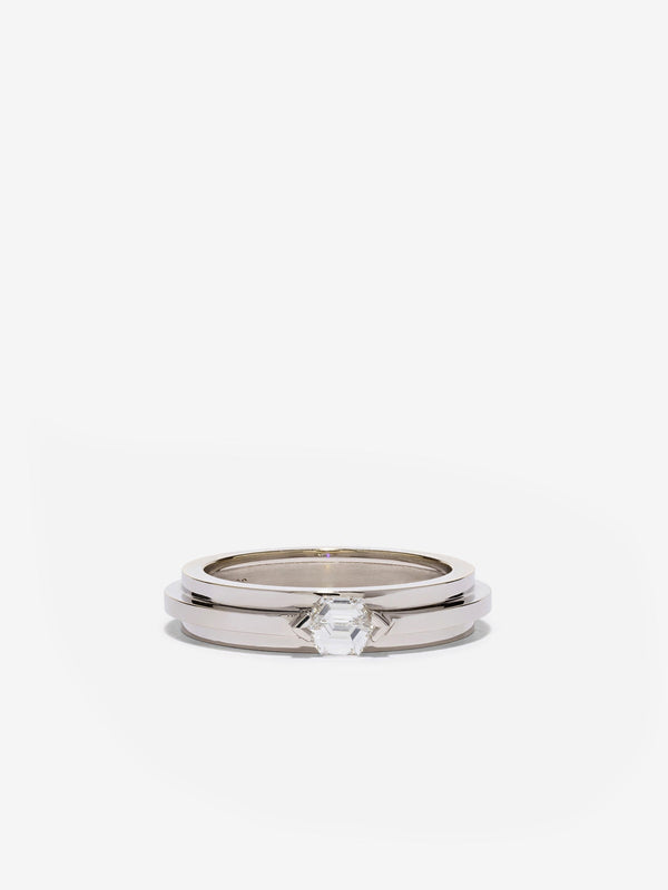 azlee 3-Tier Staircase Elongated Hexagon Diamond Ring