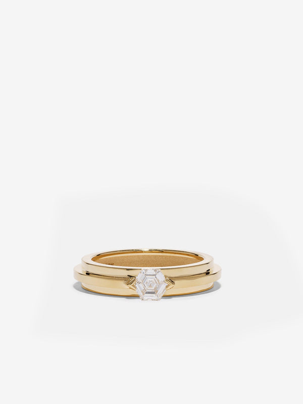 azlee 3-Tier Staircase Hexagon Diamond Ring