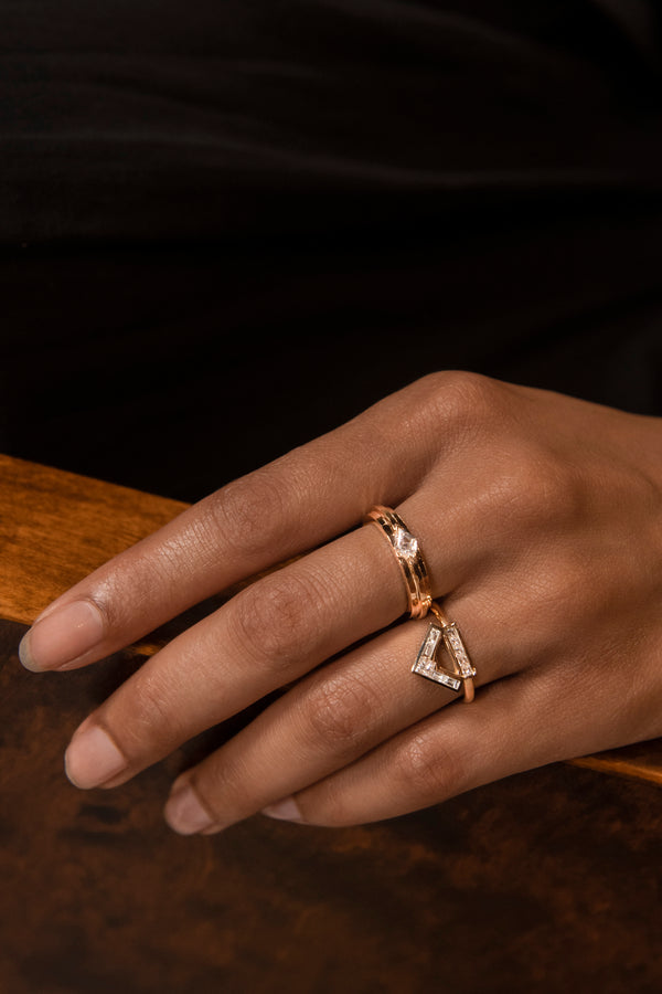 Azlee 3-Tier Staircase Lozenge Diamond Ring