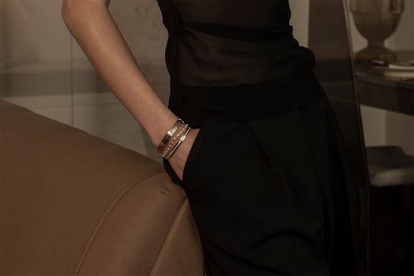 Azlee 5-Tier Staircase Center Pave Bangle