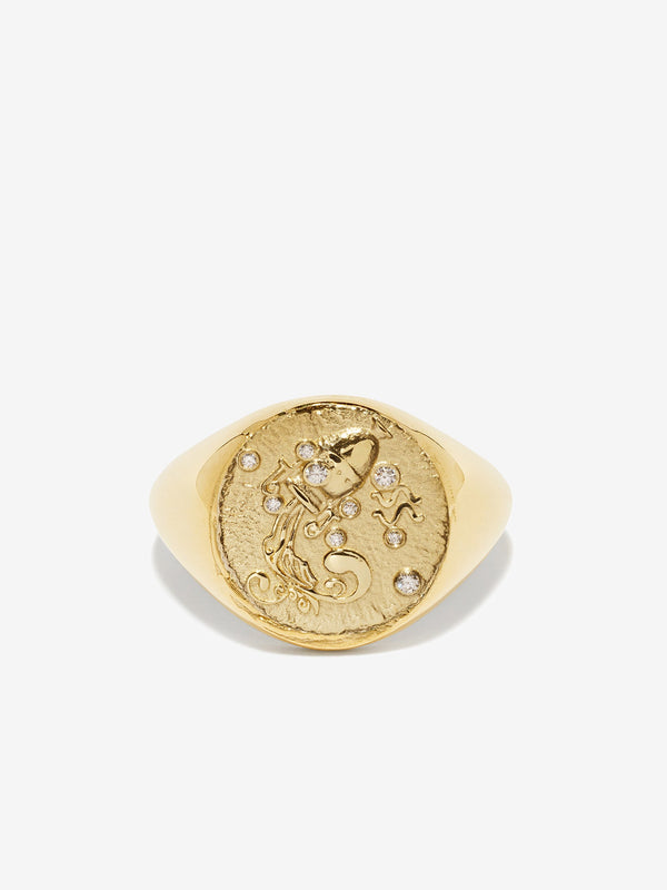 azlee Aquarius Signet Ring