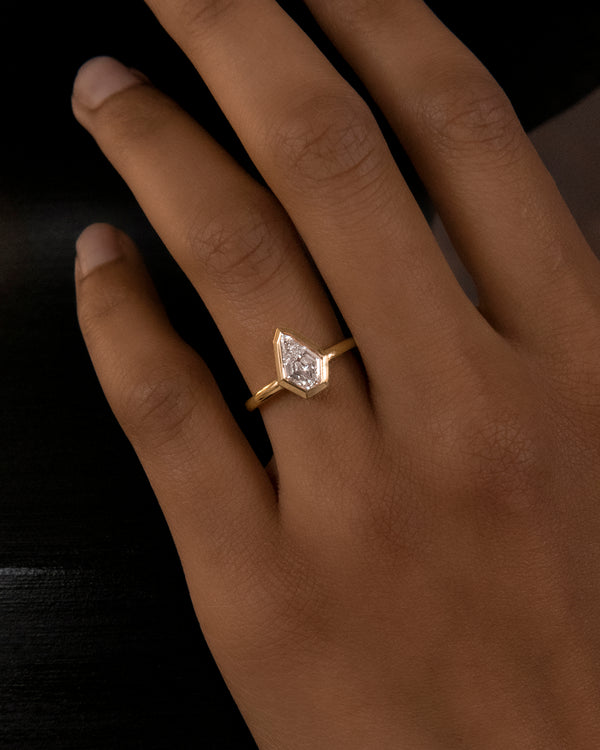 Azlee Bezel Set Shield Diamond Engagement Ring