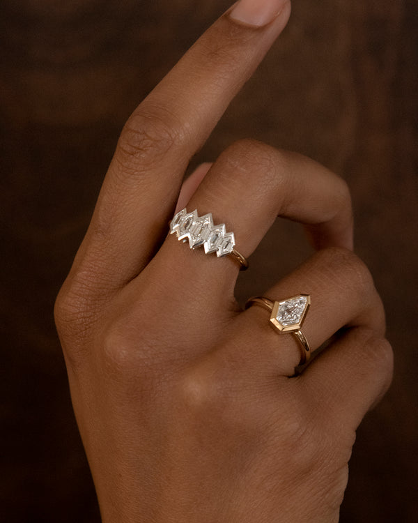 Azlee Bezel Set Shield Diamond Engagement Ring