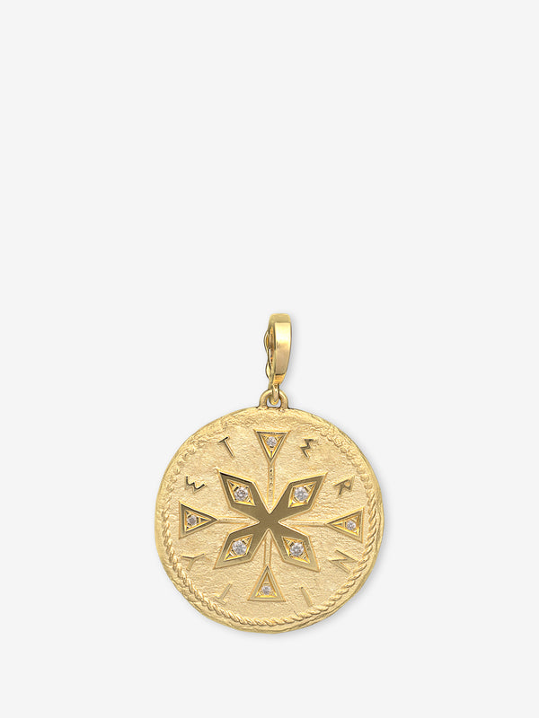 azlee Compass Large Diamond Coin Charm