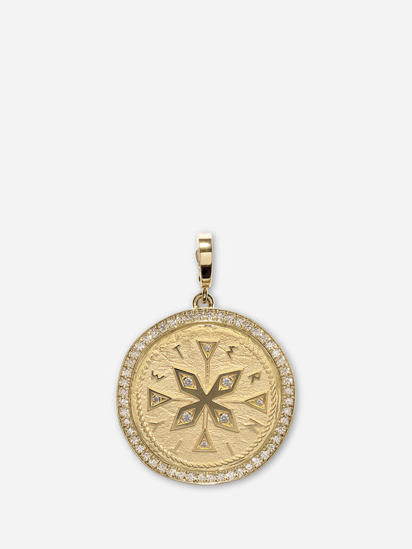 azlee Compass Large Pave Coin Charm