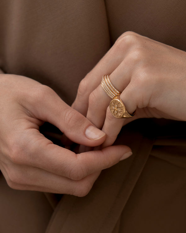 Azlee Compass Signet Coin Ring