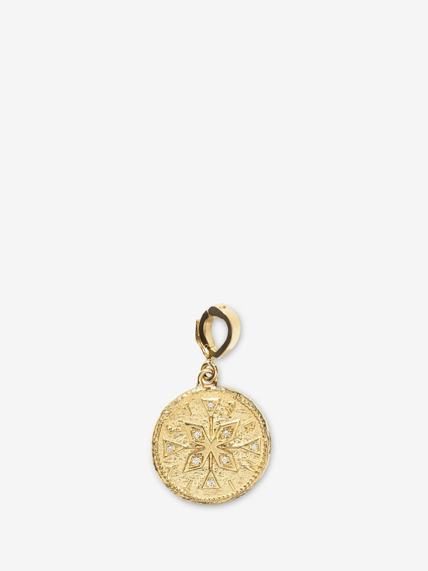 azlee Compass Small Diamond Coin Charm