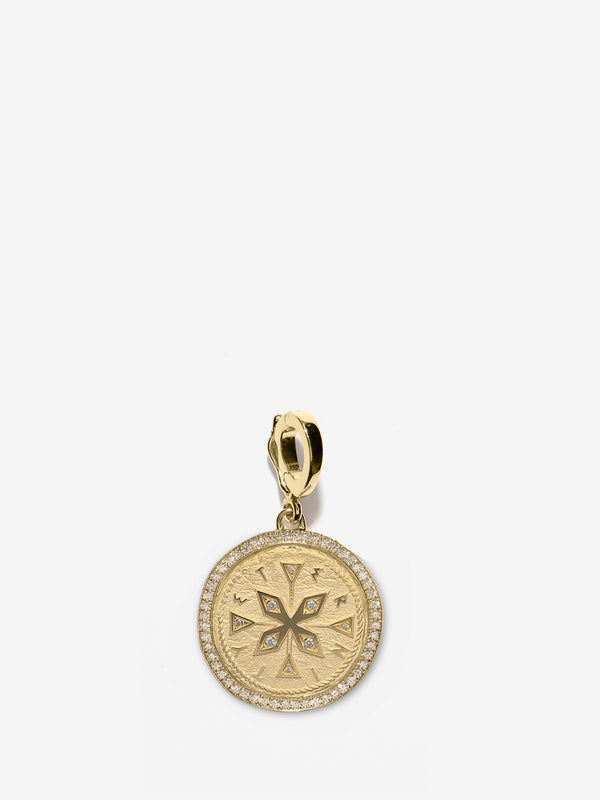 azlee Compass Small Pave Coin Charm