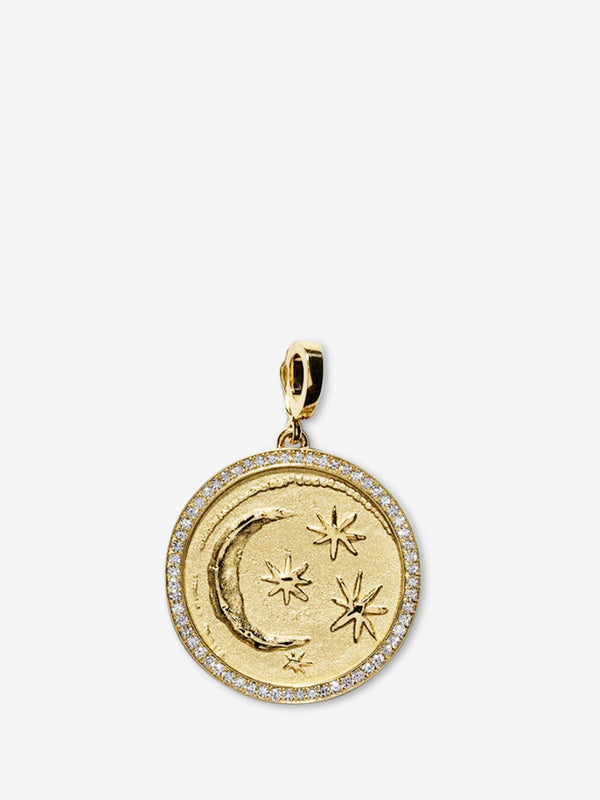 azlee Cosmic Large Pave Coin Charm