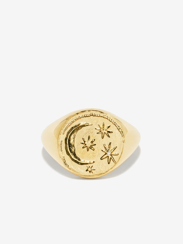 azlee Cosmic Signet Coin Ring
