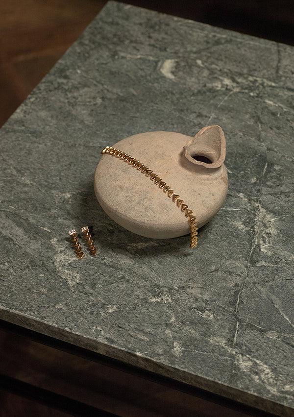 Azlee Deco Chevron Diamond Earrings