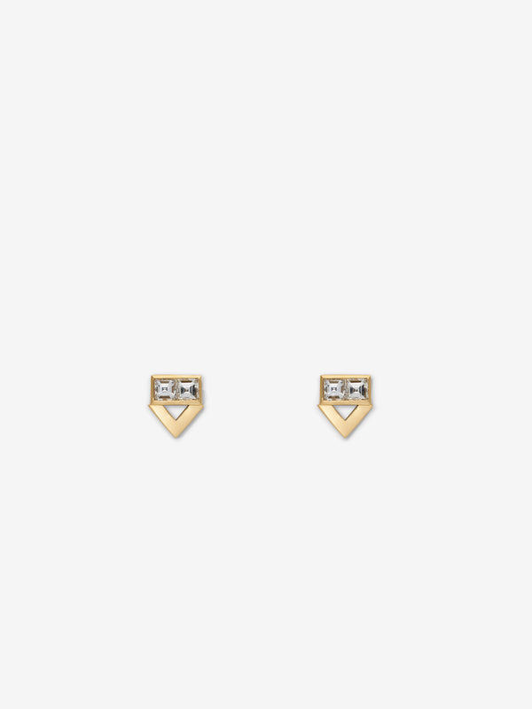 azlee Deco Chevron Diamond Studs