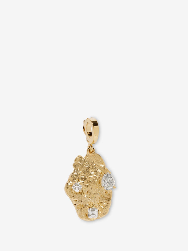 azlee Diamond Scattered Large Gold Nugget Charm
