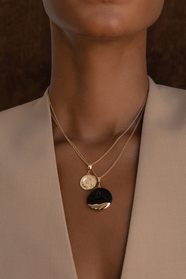 Azlee Dolphin Black Glass Gold Dipped Coin Charm