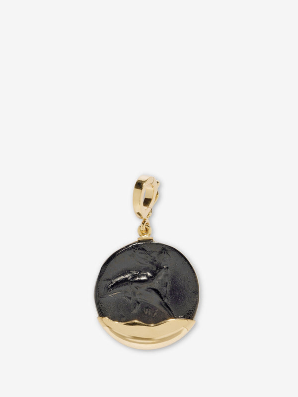 azlee Dolphin Black Glass Gold Dipped Coin Charm