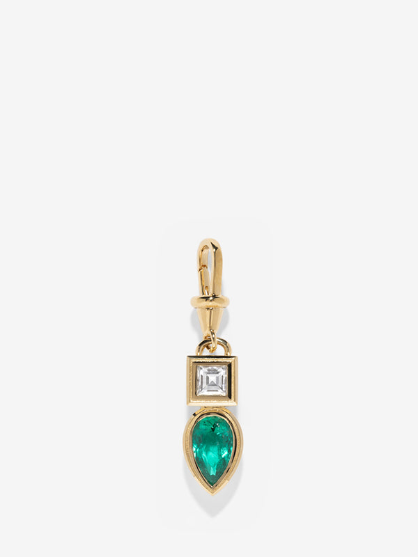 azlee Duet Emerald & Diamond Charm