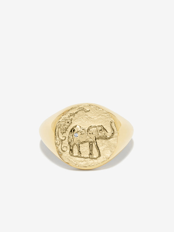 azlee Elefante Loyalty Signet Coin Ring