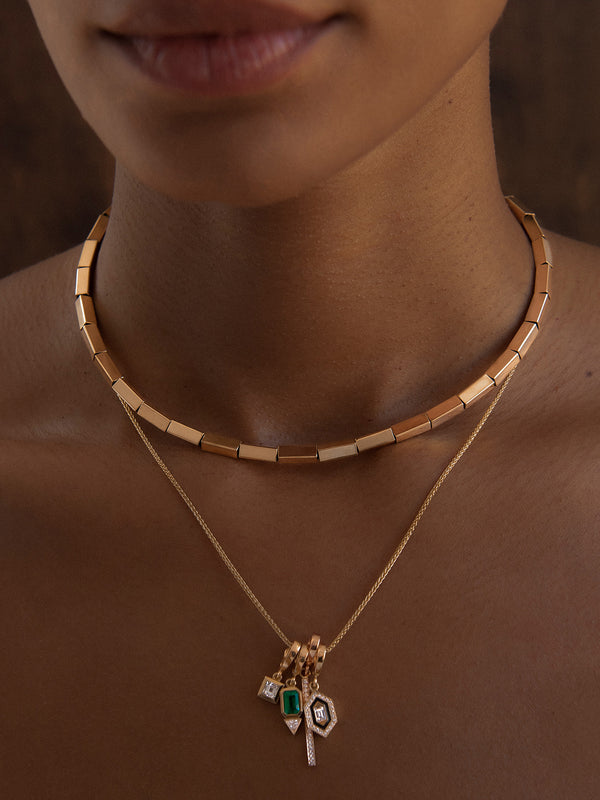 Azlee Emerald And Trillion Small Diamond Charm