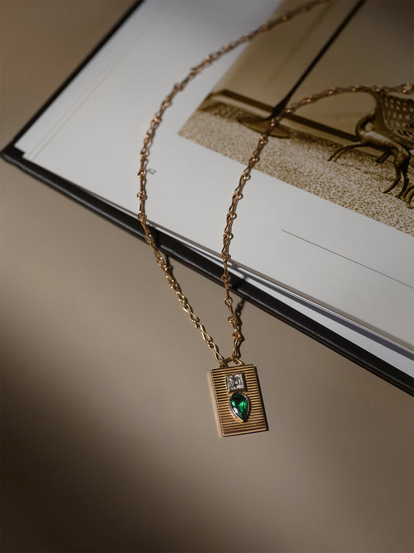 Azlee Emerald & Diamond Duet Necklace