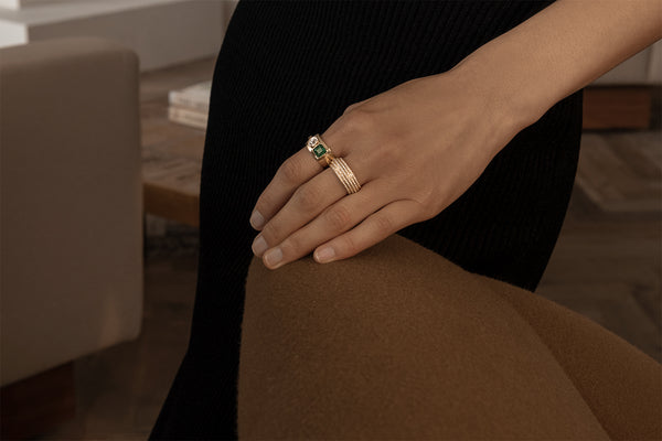 Azlee Emerald & Diamond Duet Ring