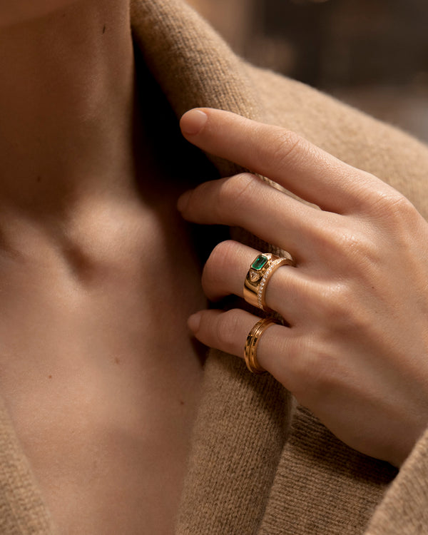 Azlee Emerald NESW Diamond Ring