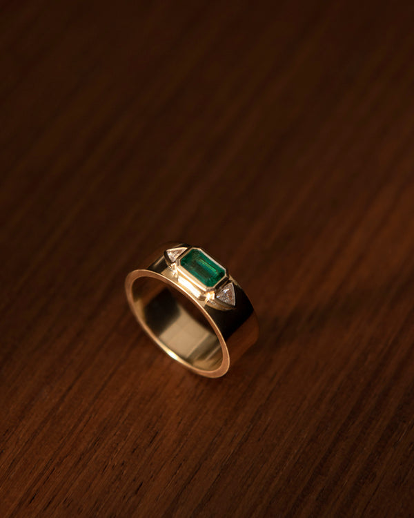 Azlee Emerald NESW Diamond Ring