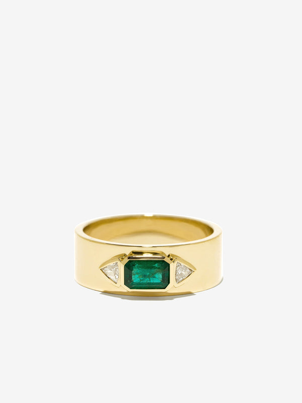 azlee Emerald NESW Diamond Ring