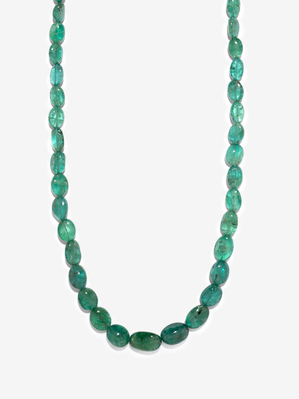 azlee Emerald Oval Bead Necklace