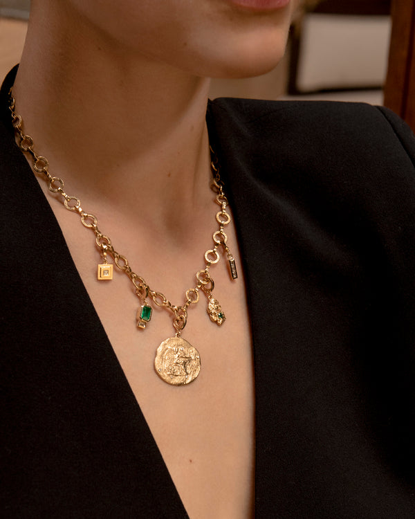 Azlee Emerald Scattered Small Gold Nugget Charm