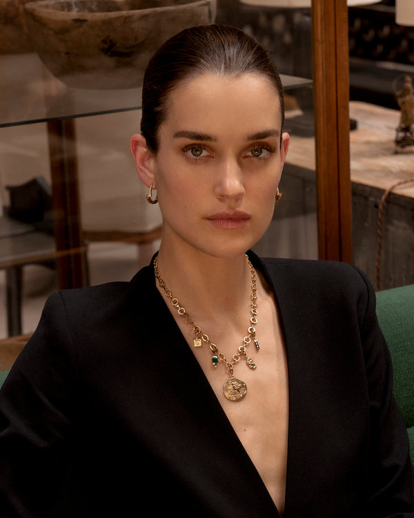 Azlee Emerald Scattered Small Gold Nugget Charm