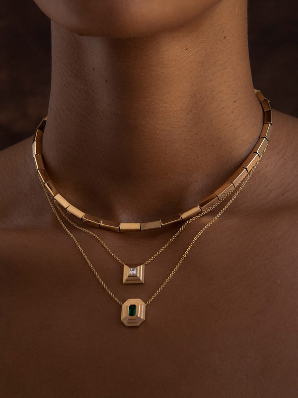 Azlee Emerald Staircase Necklace