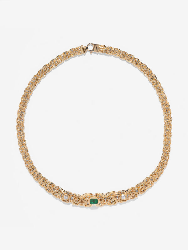 azlee Empress Emerald & Diamond Duet Necklace