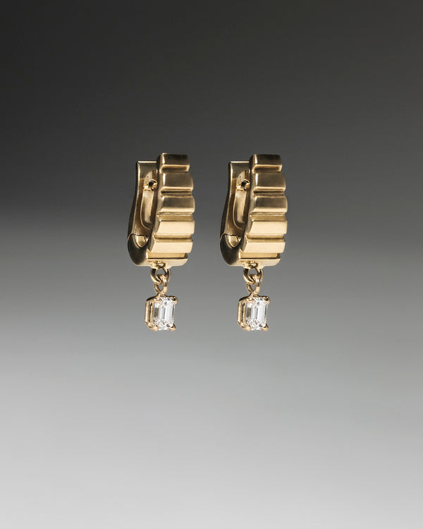 Azlee Escalier Small Hoop With Diamond Drops