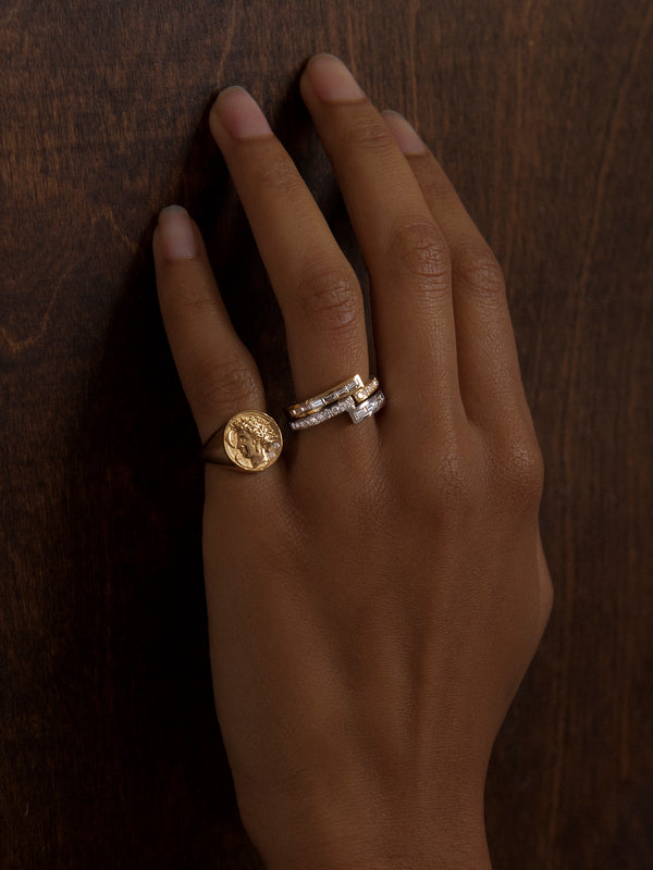 Azlee Goddess Coin Signet Ring