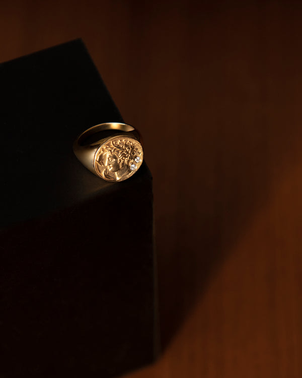 Azlee Goddess Coin Signet Ring