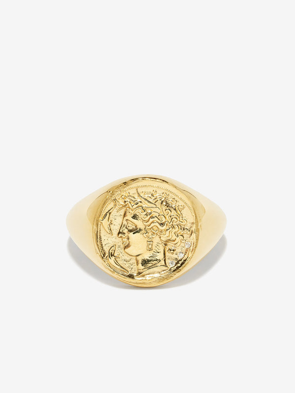 azlee Goddess Coin Signet Ring