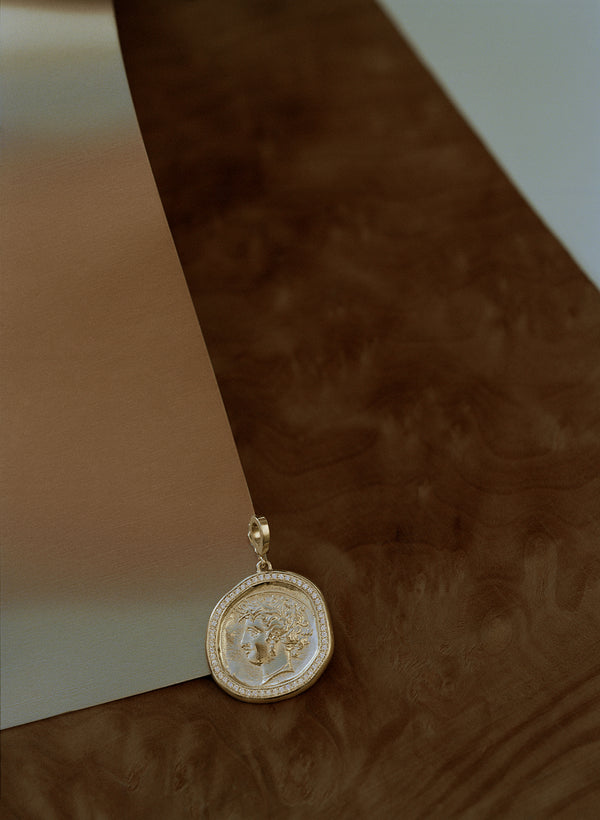 Azlee Goddess Large Pave Coin Charm